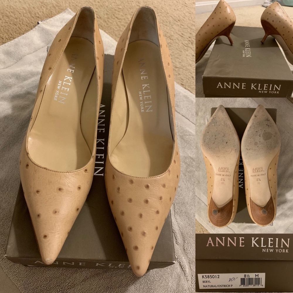 Anne Klein NY Beryl, Ostrich kitten heels. Sz 8.5